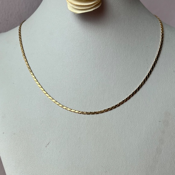 14K YELLOW GOLD FLAT SNAKE STYLE CHAIN NECKLACE UNISEX HALLMARKED APRX 15.5”LONG - Picture 6 of 16